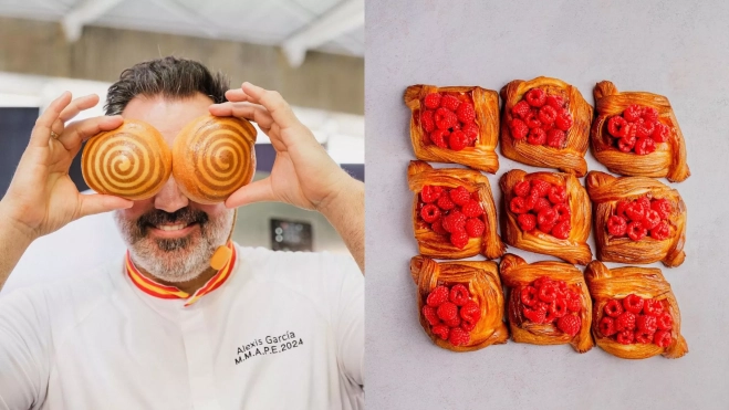 El pastelero Alexis García y una de sus creaciones / Foto: Instagram