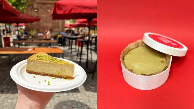 La tarta de queso y pistachos de La Dramerie en distintos tamaños / Foto: Instagram