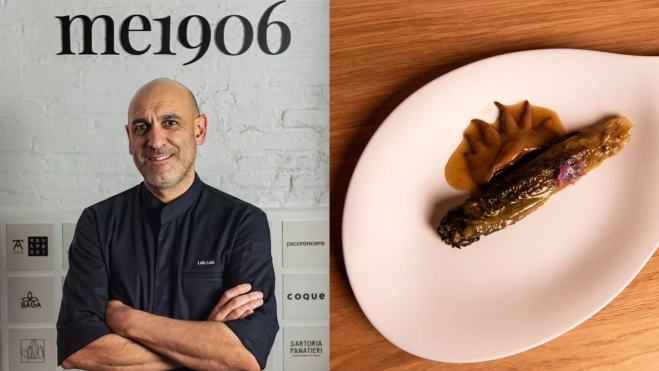 El chef Luis Alberto Lera y uno de los platos del restaurante Lera / Foto cedida