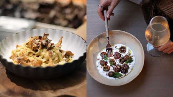 Platos con setas de temporada en Bosco de Lobos (Barcelona) / Cedida